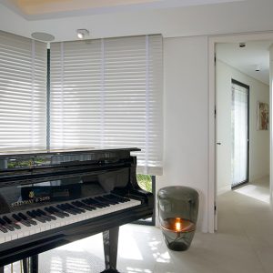 wood venetian blind Miami Beach Window Treatment Shades By Mia Casa, Electric Roller Blinds, draperies, curtain